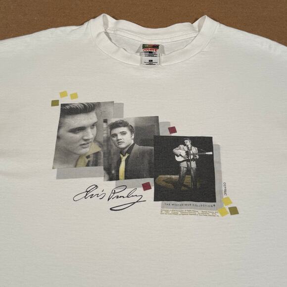 Vintage Elvis Presley Graphic T-Shirt 90s Rock Tee White Music Memorabilia XL - Picture 2 of 8